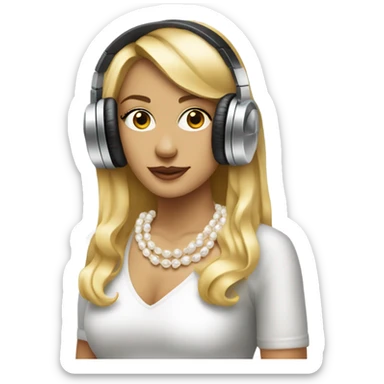 blonde beauty in pearl necklace DJing  sticker