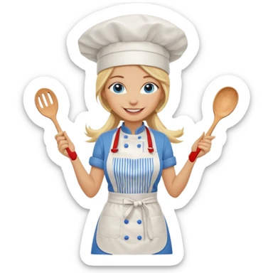 Full body 
Sexy Long Blonde hair blue eyed female chef sticker