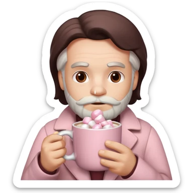 Marx hold  Light Pink mug of hot chocolate with marshmallows in  sticker