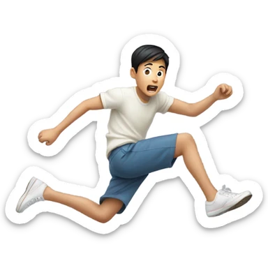 Asian boy falling down sticker