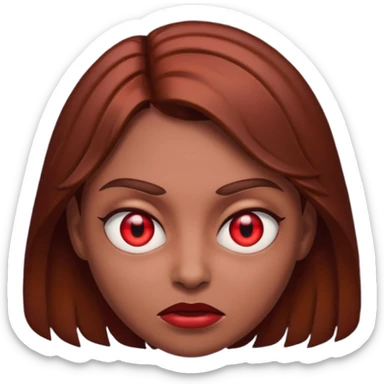 RED EYES, EVIL EMOJI, KILLER EYES, BROWN HAIR sticker