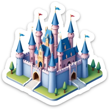 Isometric 3D Disney castle sticker