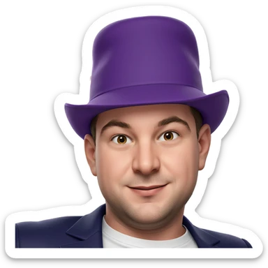 smiling boy in purple hat sticker