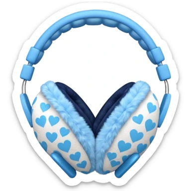blue heart patterned earmuffs sticker