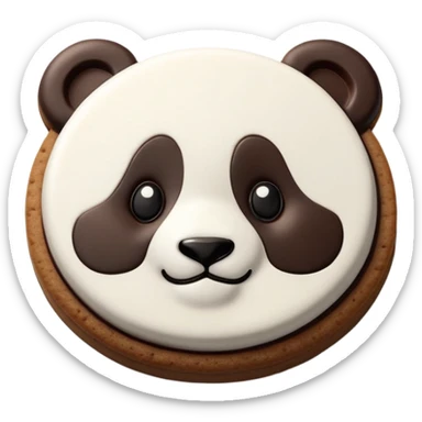 Chocolate biscuit with cute panda face design like Hello Panda cookie, round biscuit with panda face stamped on top sticker