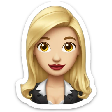 sticker de emoji de una chica rubia con pelo liso al estilo mr. monopoly sticker