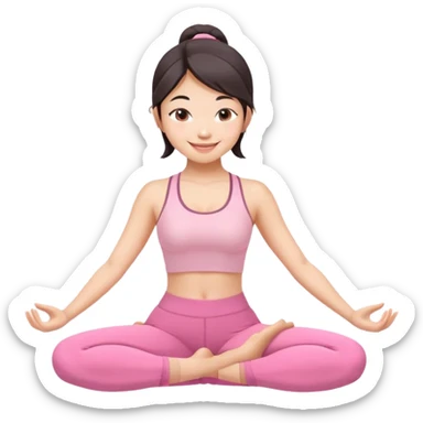 asian yoga girl light pink clothes  sticker