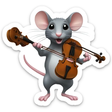 Rat playing the violin sticker