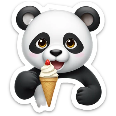 Panda eating ice cream sticker