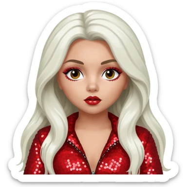 Jesy Nelson from Little Mix with long white hair, red sequin outfit sticker