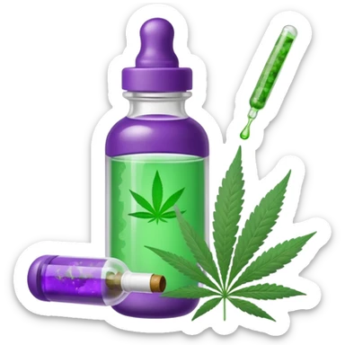 baby bottle with purple liquid and marijuana joint sticker