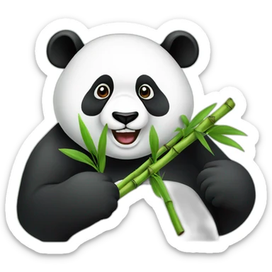 a panda eats bamboo sticker