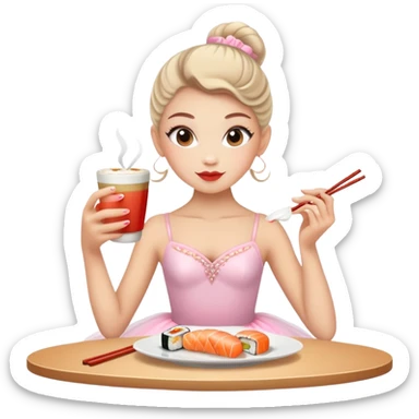 Ballerina cappuccino eating sushi sticker