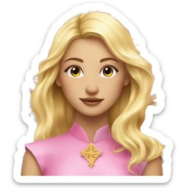 Blonde beautiful girl with pink pink tarot gold cards sticker