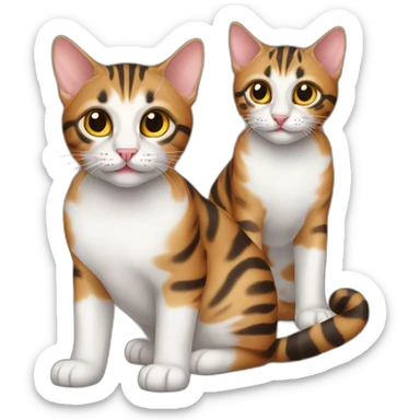 two-cats-bengal-and-small-cat-black-together sticker