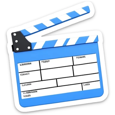minimalist blue and white film clapperboard, geometric shapes only sticker