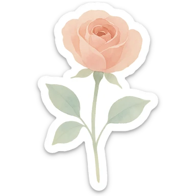 a single rose in bloom, elegant and classic, watercolor style sticker