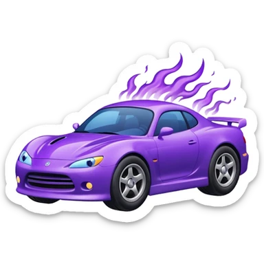 Purple car drifting with navy blue flames coming out of the rear tires. sticker
