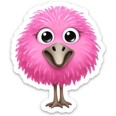 Pink full body ostrich with glitter  sticker