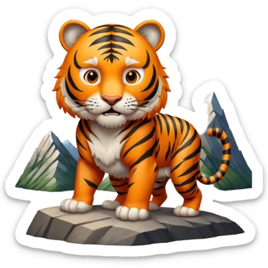 Tigre adulto feroz con la cara mas real no de caricatira en la cima montaña  sticker