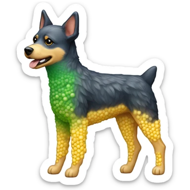 A blue heeler made of corn sticker