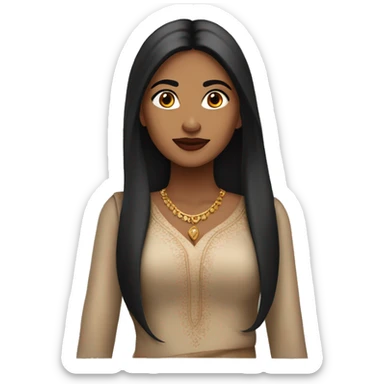 beautiful indian woman with dark brown eyes, very long straight hair and nice lipstick sticker