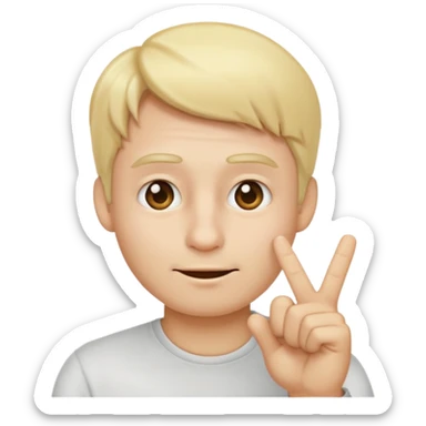 a emoji with two fingers in his nose, make him have a natural white skincolour and blonde hair sticker