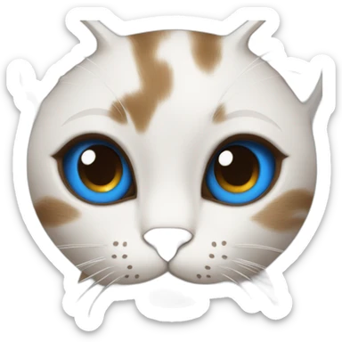 a cat with brown eyes kisses a cat with blue eyes sticker