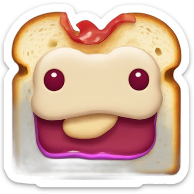 cross section of a pb&j sandwish with a face sticker
