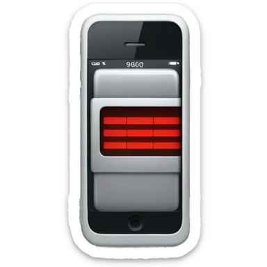 iPhone with a horizontal red bar on the screen. Add the time 99:99 at the top. sticker