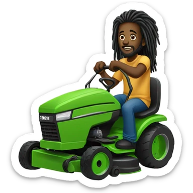 Black man with long dreadlocks mowing sticker