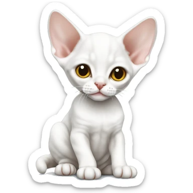 White Devon Rex kitten sitting sticker