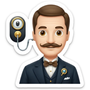 emoji of a gentleman with moustache and monocle standing nearby door welcoming you sticker