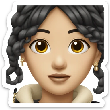 Dark hair Chanel Asian Girl with Birkin bag and Chanel necklace sticker