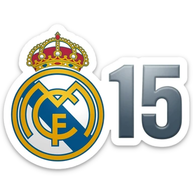 Real Madrid soccer team with the number 15 next to it sticker