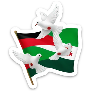 Palestine flag with doves flying around it sticker