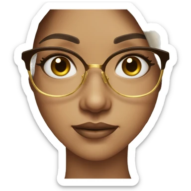 Fair-skin Brunette girl with brown eyes and gold large glasses sticker