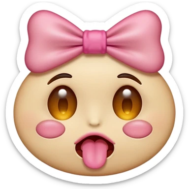 Make a emoji with the Tongue out and one close eye with pink bow on the side sticker