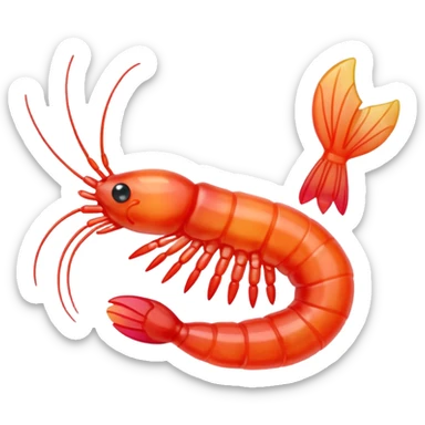 Shrimp made from candy sticker