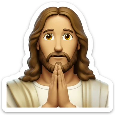 jesus christ with halo and praying hands sticker