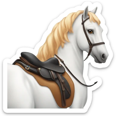 A white horse with ginger spots in the saddle sticker