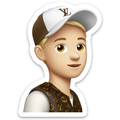 White skin Boy wearing cap Louis Vuitton   sticker