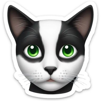 Black and white cat with green eyes  sticker