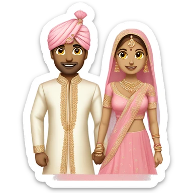 Wedding couple in Indian Attire. Man should be in baby pink sherwani and lady should be in baby pink chaniya choli. sticker