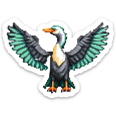 Liver bird, mythical bird symbol of Liverpool, cormorant-like bird with outstretched wings sticker