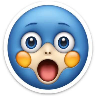 Blue emoji shocked sticker