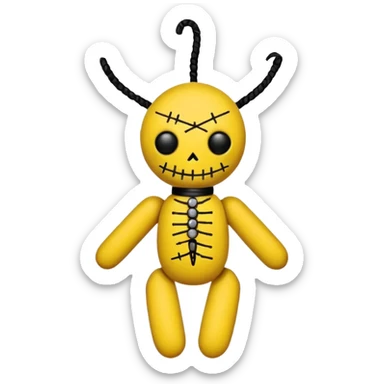 black and yellow voodoo doll sticker