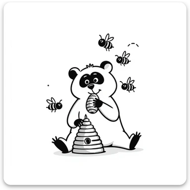 bear eating honeycomb with bees flying around sticker