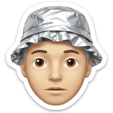 a man with aluhut für verschwörungstheorien wo der hut immernoch wie aluminiumpapier aussieht sticker