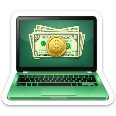 green laptop with black friday deals with coins and money tab open on it sticker